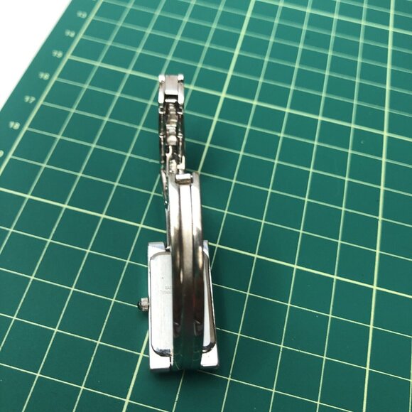 ANNE KLEIN Silver Diamond Accent Rectangle Watch 10/7871 VXOOA Needs battery - Picture 5 of 6